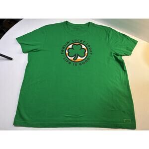 Life Is Good XXL Shamrock T-Shirt Feelin’ Lucky Today St Patrick’s Day Green Tee